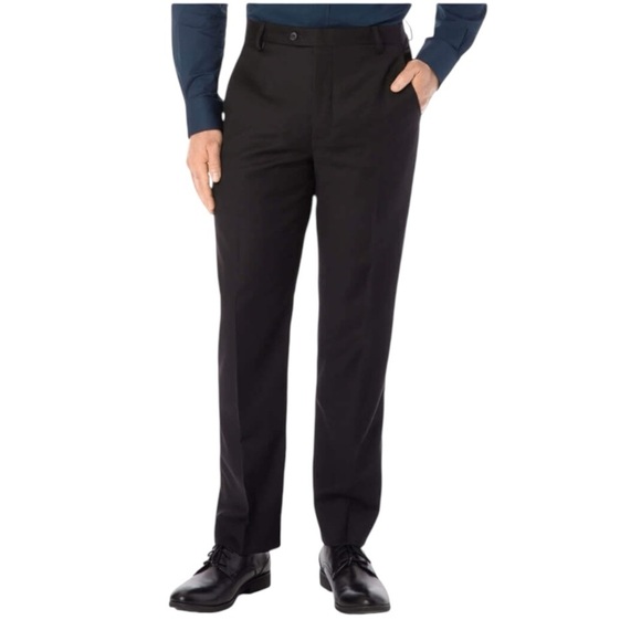 M Tailor Custom Tailored Men's Black Flat Front Dress Pants. 41x30 #1542 - Picture 1 of 8